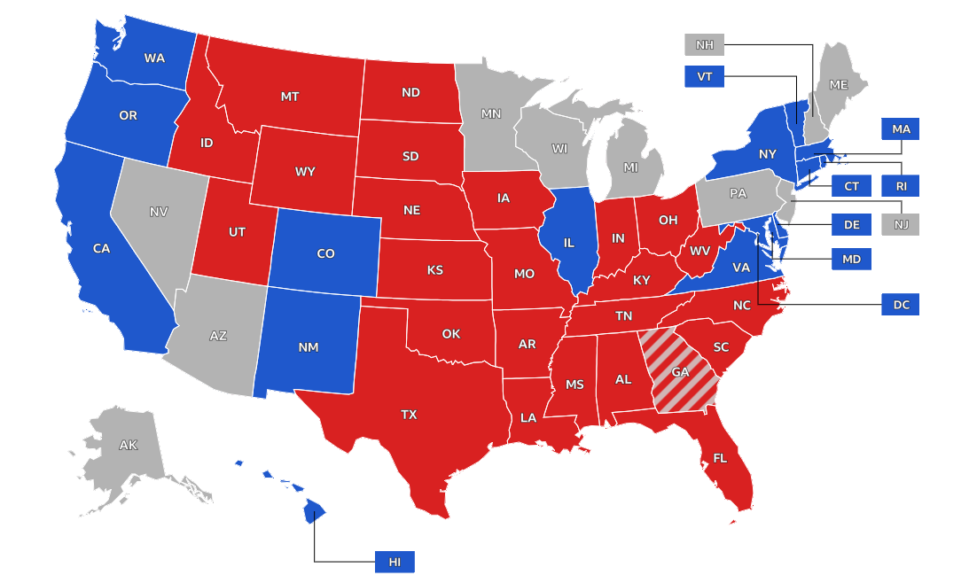 US presidential election results 2024 This map of the US states is